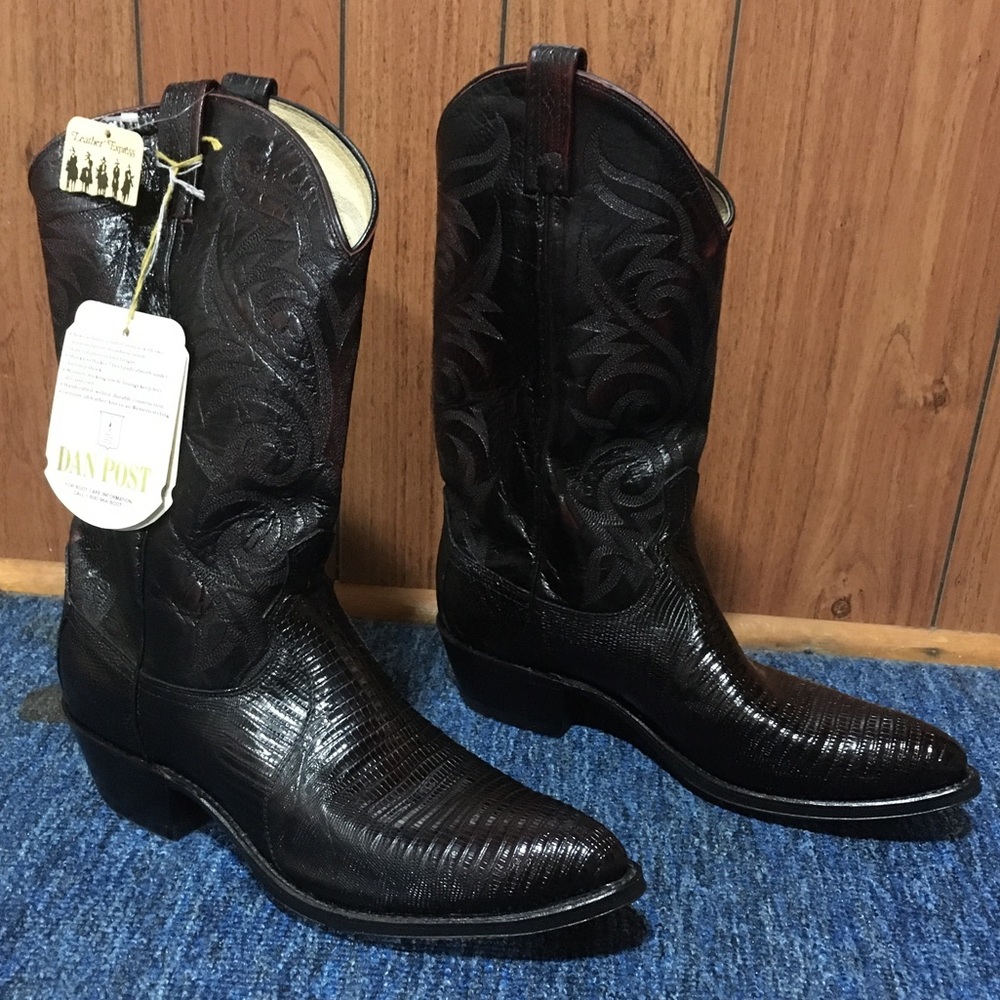 Host Pick! New Vintage Dan Post Black Cherry Lizard Western Boots
